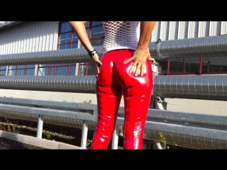 leggings ,red latex, latex